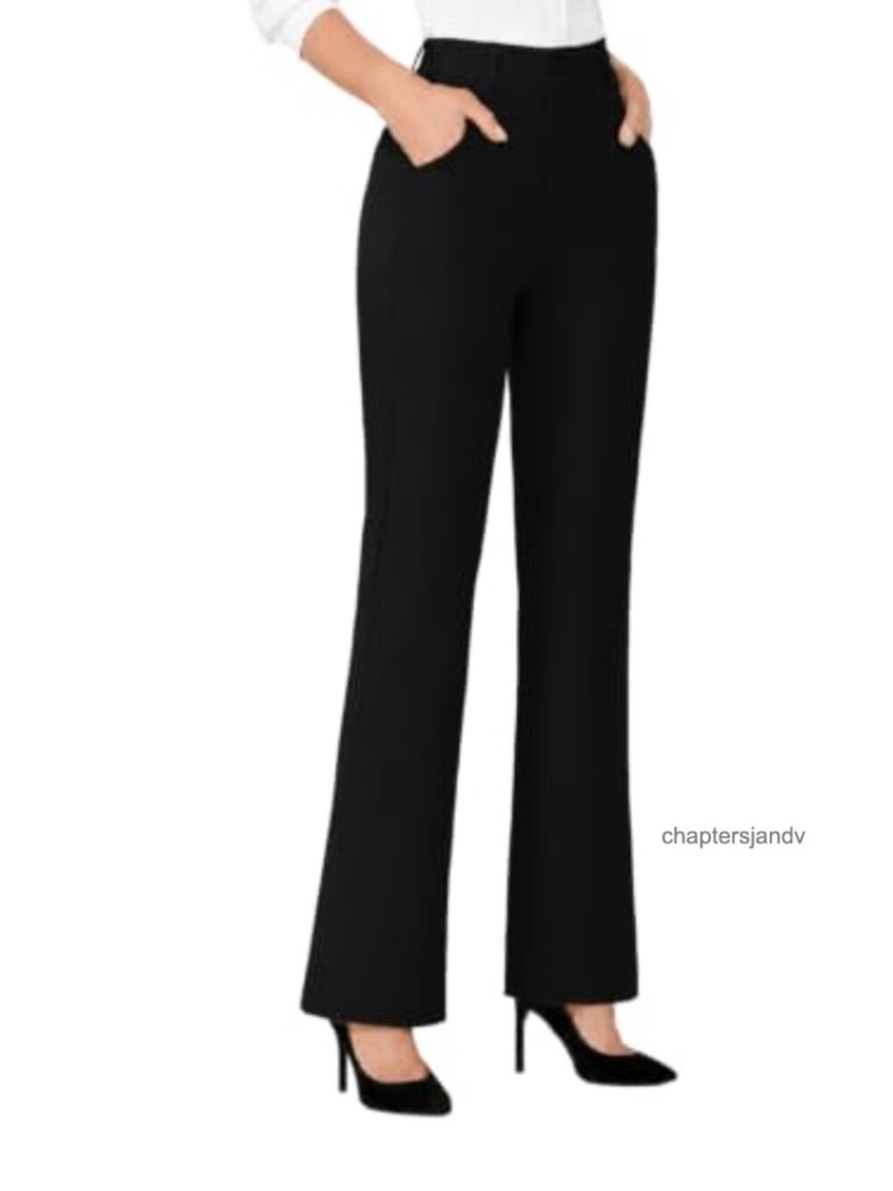 Women's Stretchy Bootcut Dress Pants Pull On High Waist 4-Pocket Work Slacks